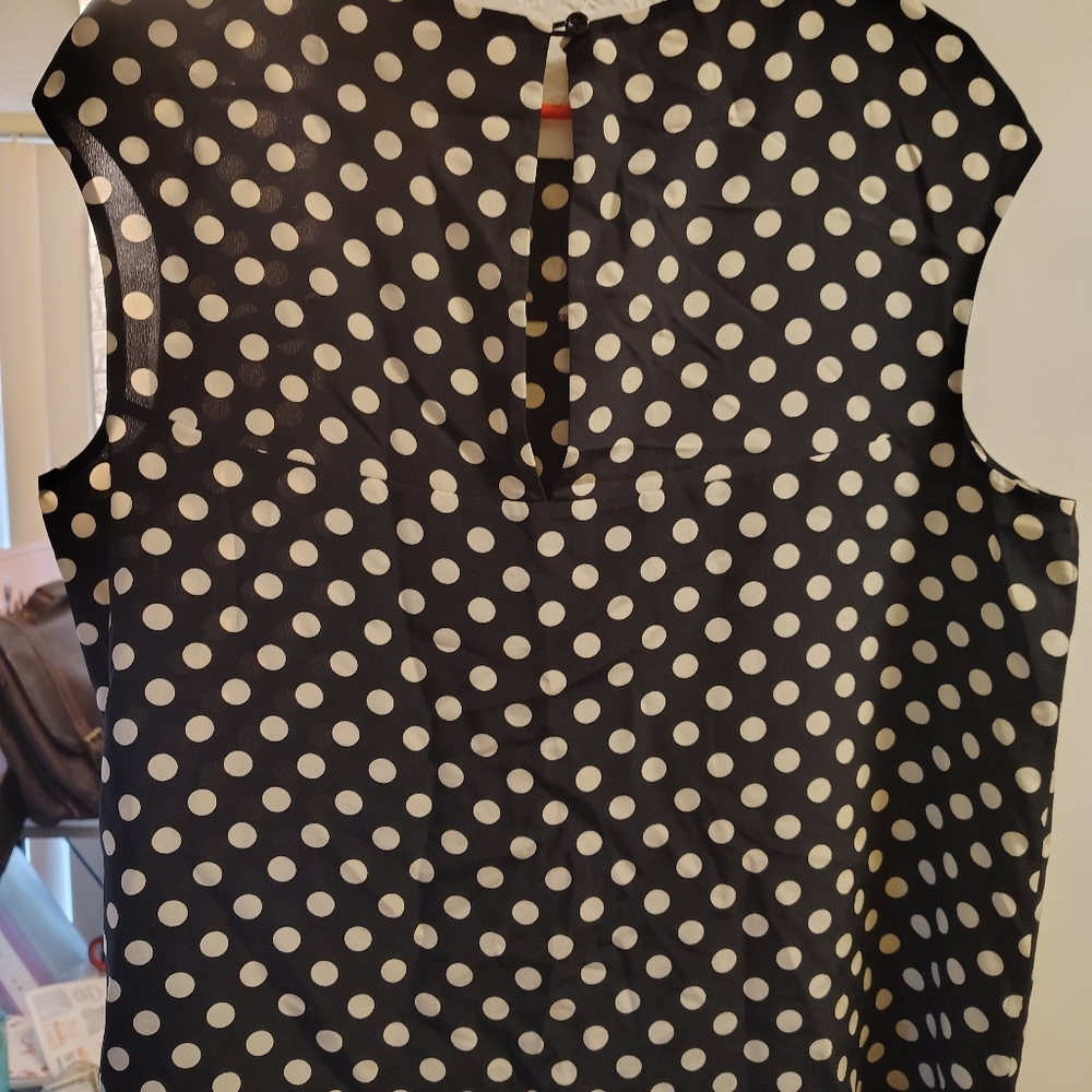 Dark blue almost black tank with tan polka dots dress shirt Kate Spade size XL - Picture 5 of 6